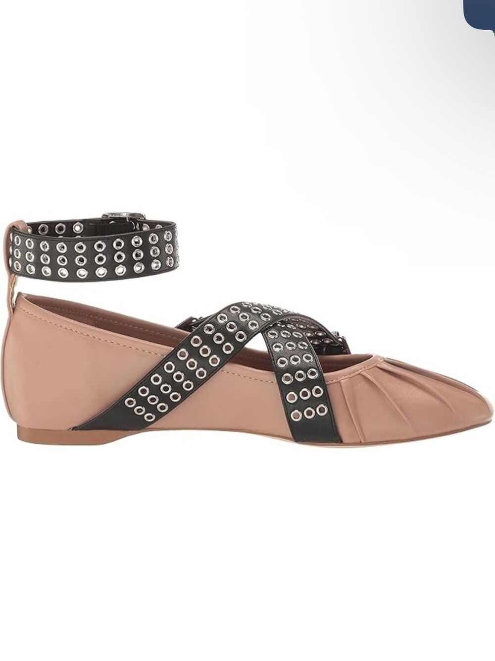 Steve Madden Beige & Black Bryar Strappy Buckled Ballet Flats Size 9.5